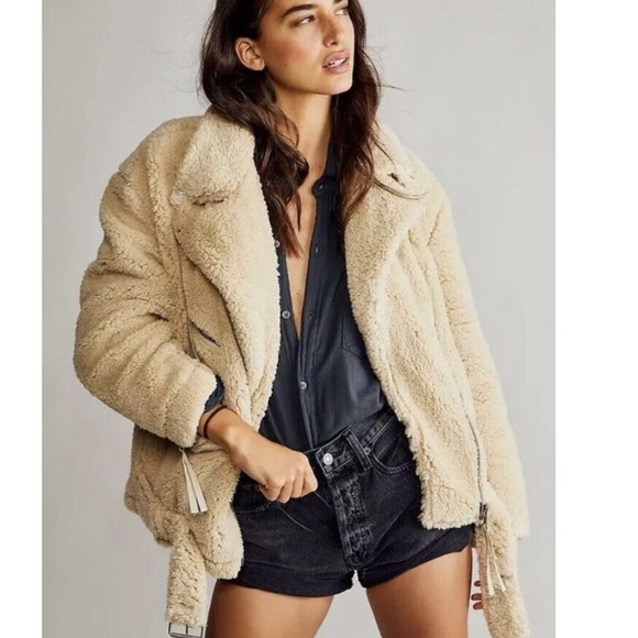 Free people so cozy slouchy teddy sherpa jacket coat - Picture 2 of 6